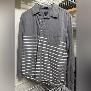 J. Crew Gray and White Striped Casual Shirt